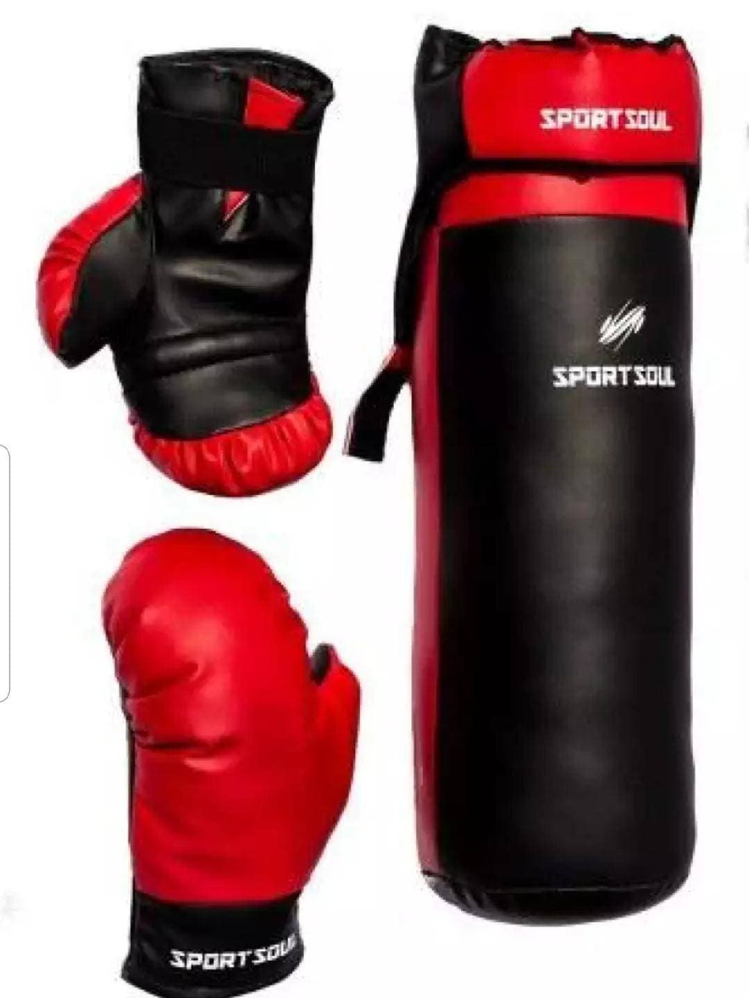 Boxing Punch Bag With Boxing Gloves Red & Black