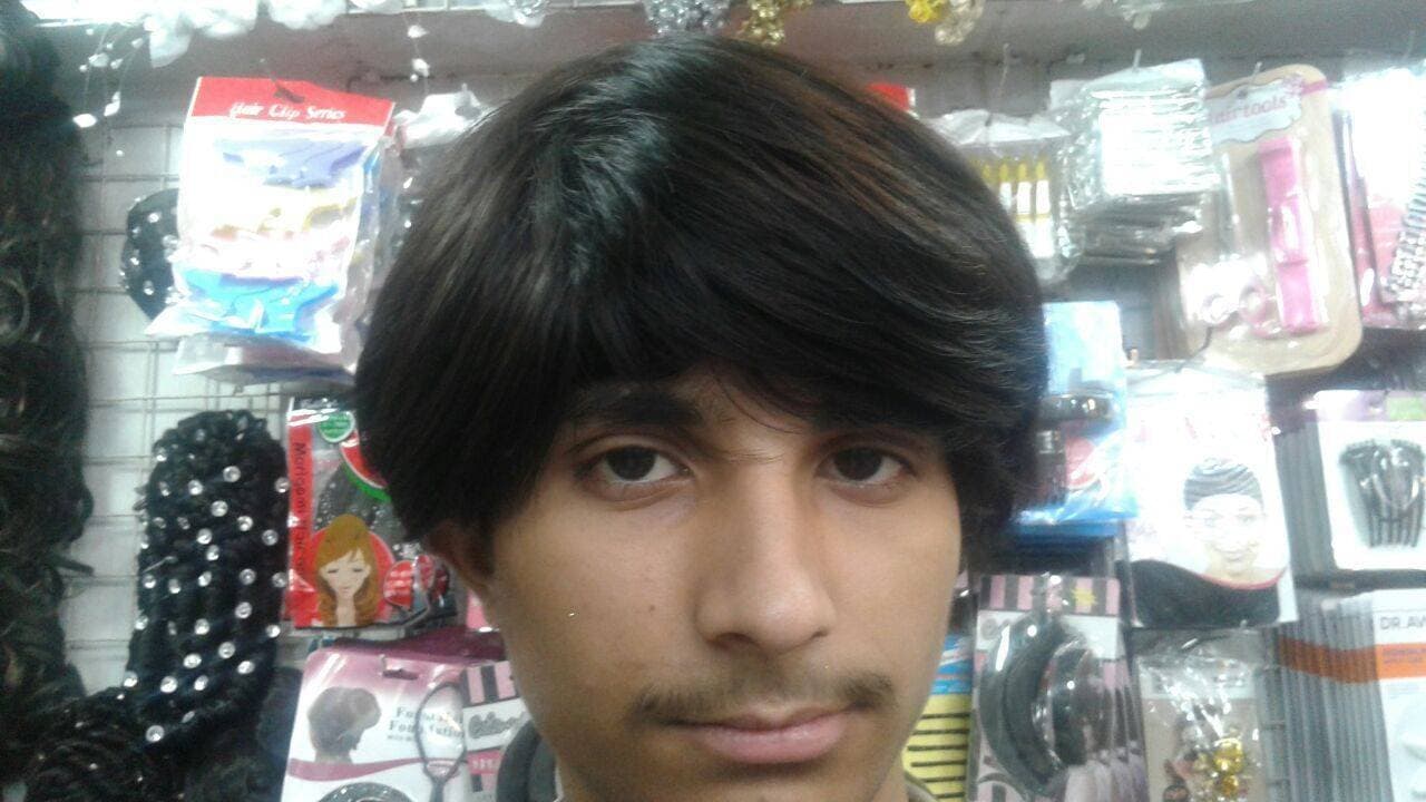 Wig Short Black Male Straight Synthetic Wig for Men