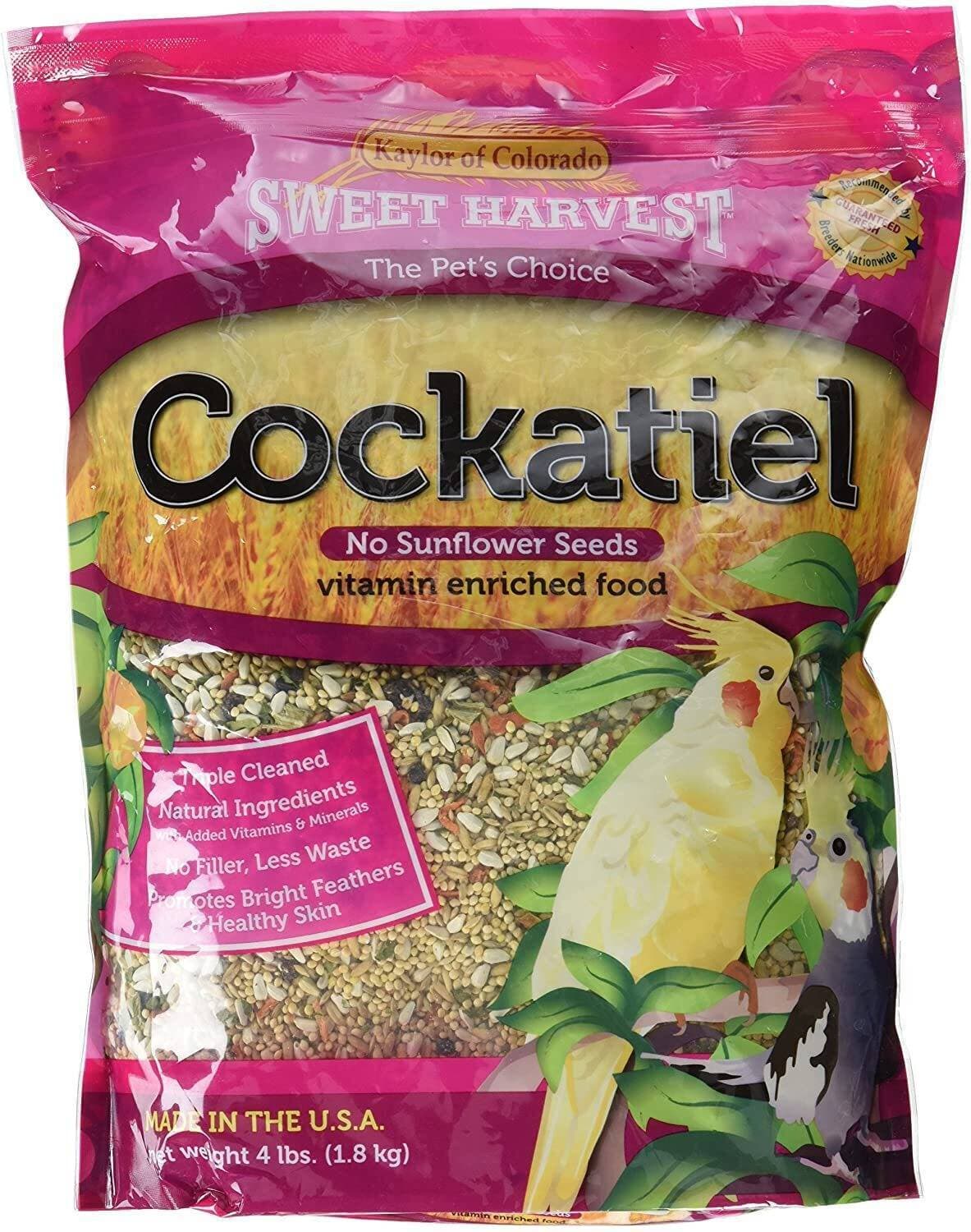 Hy Seeds - Sweet Harvest Cockatiel Bird Food No Sunflower Seeds - 4 Lbs Bag