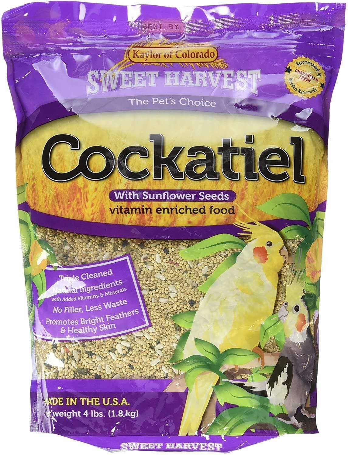 Sweet Harvest Cockatiel Bird Food With Sunflower Seeds - 4 Lbs Bag