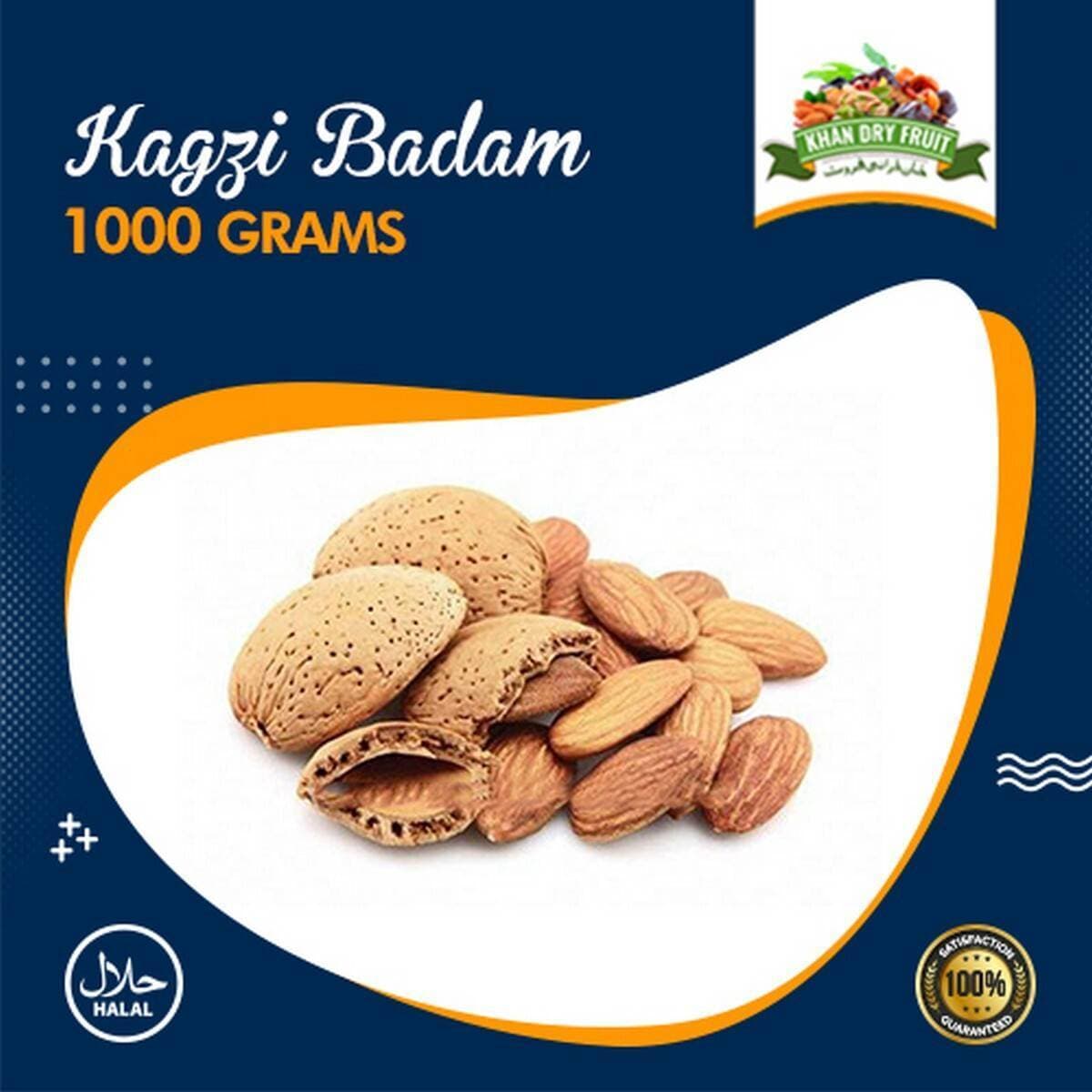 Kheradani Kaghzi Badam Almonds Desi Badaam Shelled [ 1000 Grams ] Pack