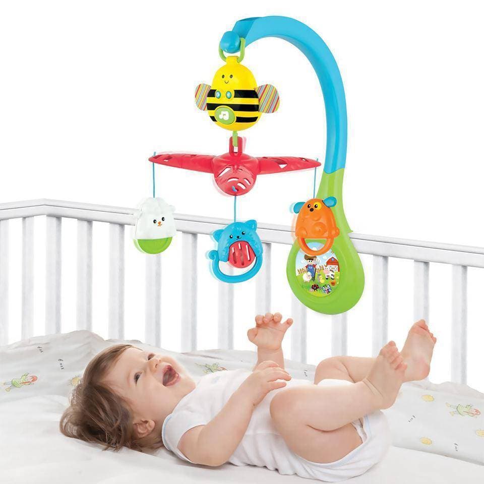 3-In-1 Busy Bee Rotating Musical Mobile With Fun Animal Friends Cot Toy