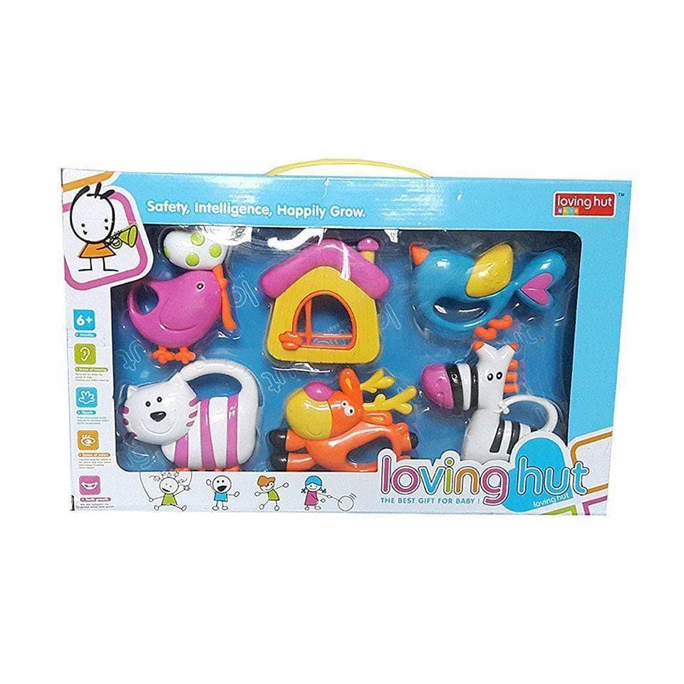 Munchkin Land Loving Hut Rattle For Babies 6 Pcs Set Toy Rattle (Multicolor)  - 1-Set