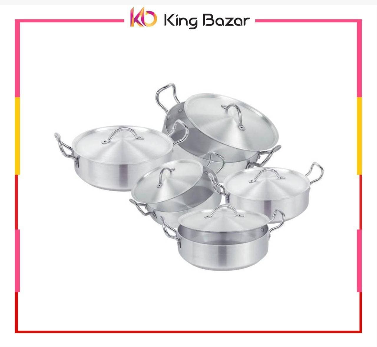 Sonex Metal Cooking Ware Karahi Set 5-pcs Sonex Aluminum Fish Pot (2-6)