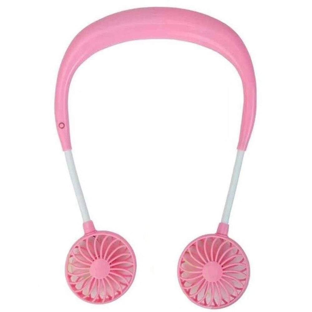 Hand Free Sports Dual Fan Portable Neck Band Hanging Usb Battery Rechargeable Mini Cooler Fan  - 1-Piece