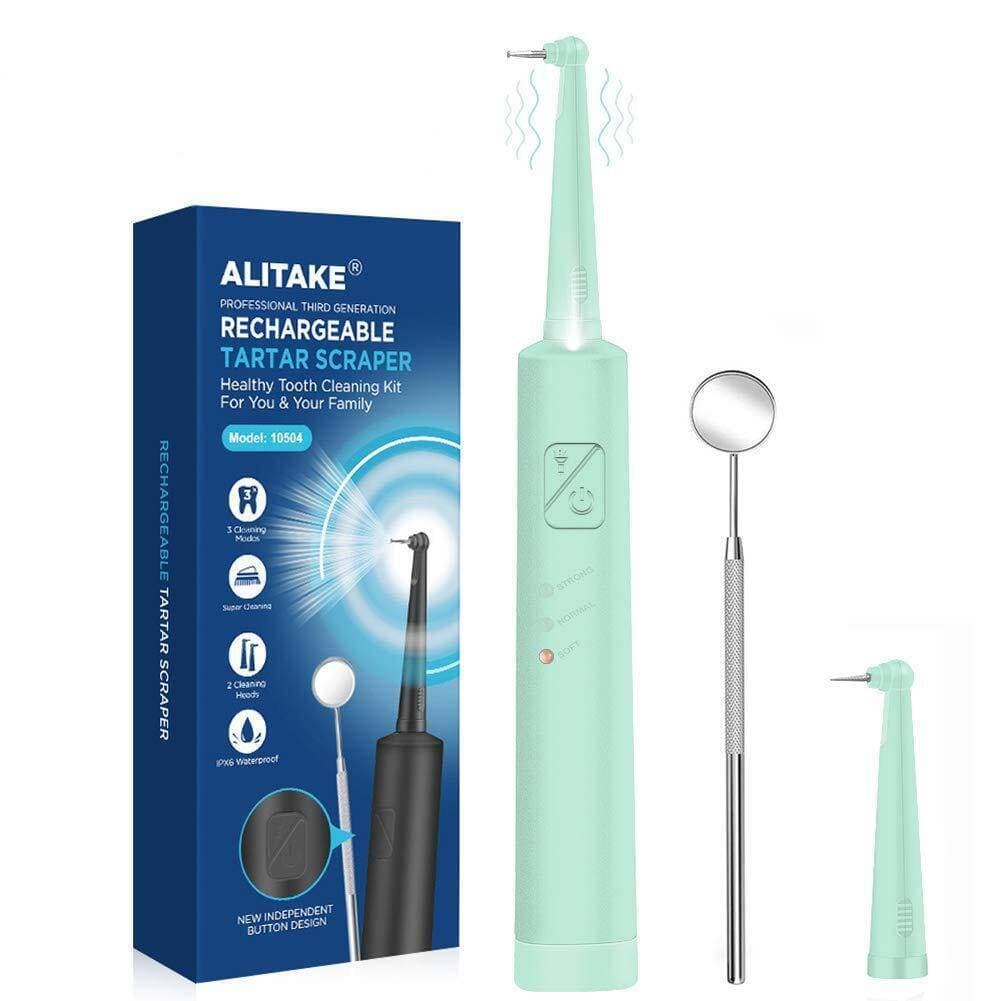Alitake Electric Dental Calculus Remover Dental Tool Teeth Stain Remover With Led Light Replaceable Cleaning Heads