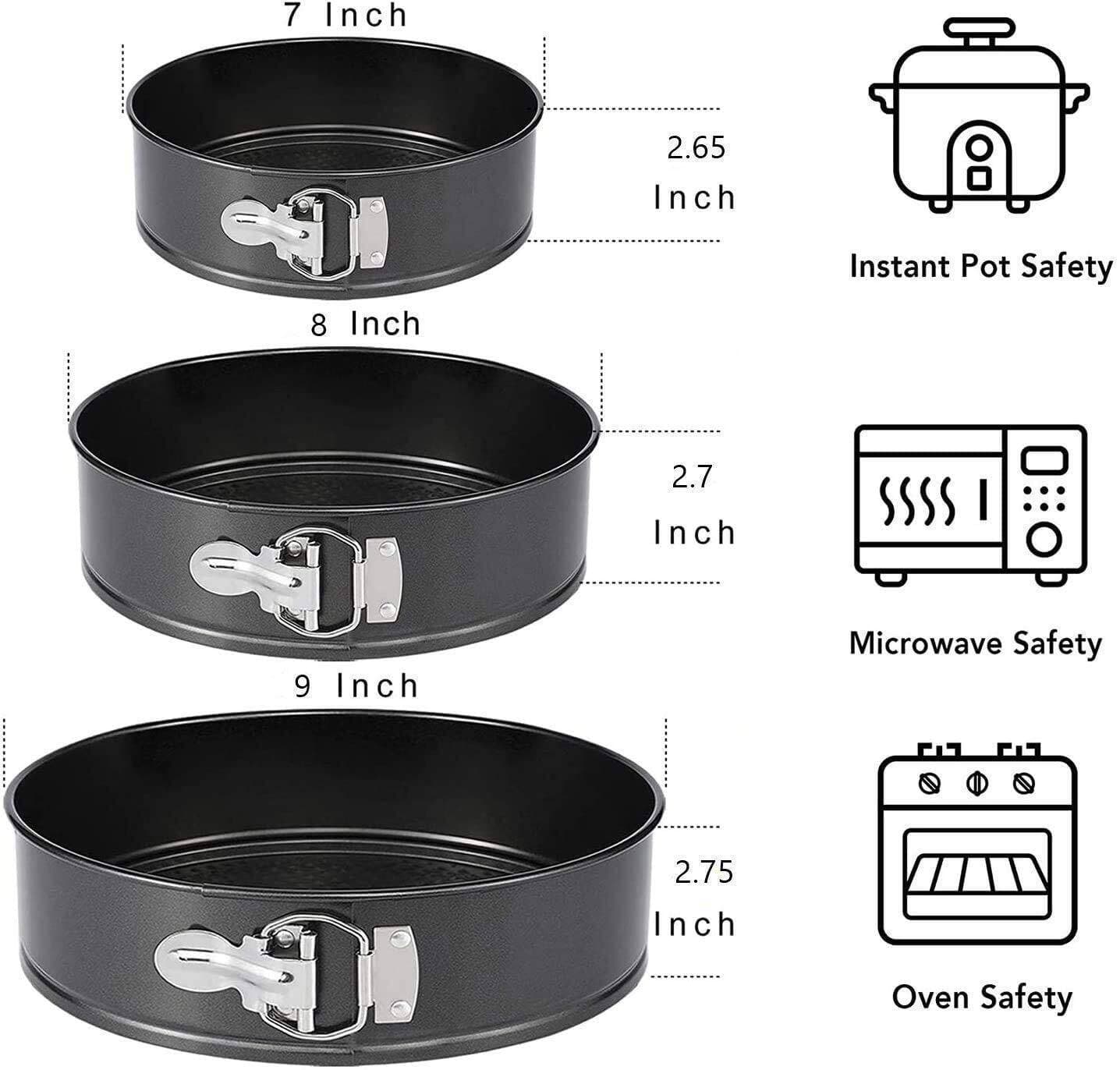 3 Pieces Round Non Stick Spring Form Cake Mold Baking Pan