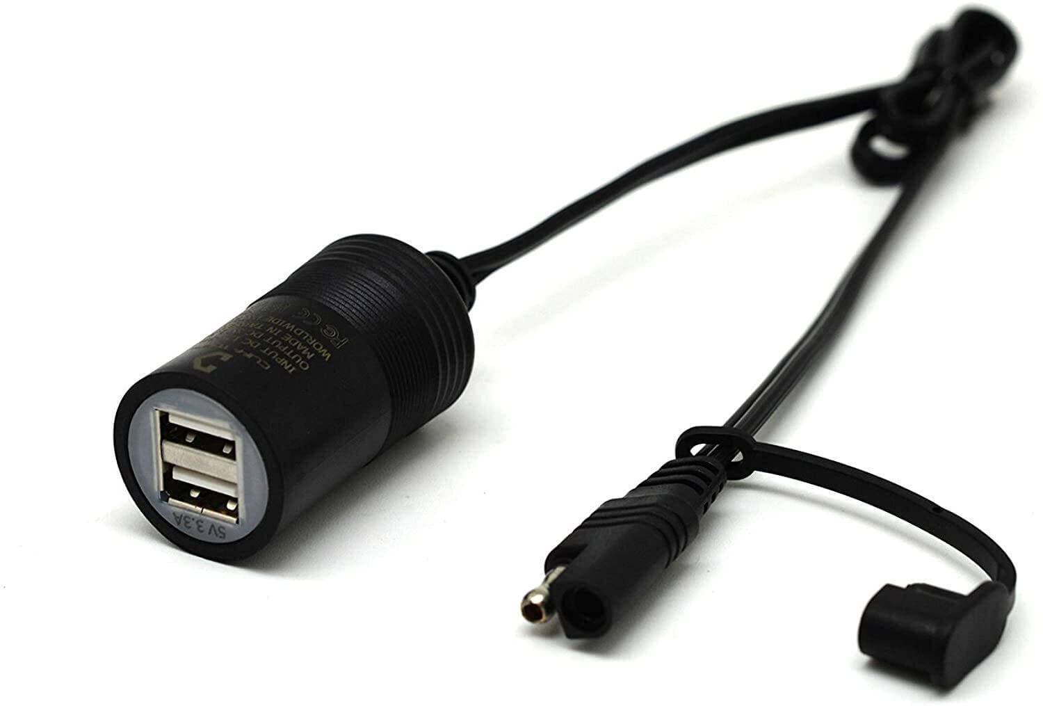 Cliff-Top 3.3 Amp Motorcycle Dual Usb Weatherproof Sae To Usb Cable Adapter