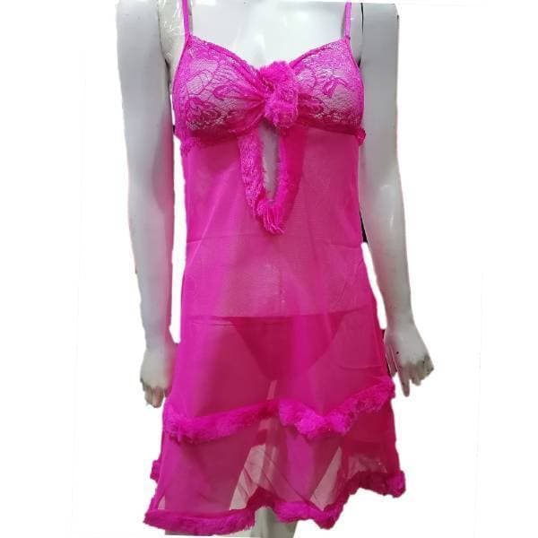 Women Net Lace Embroidery Lingerie Two Piece Night Dress Lingerie Set - 1183