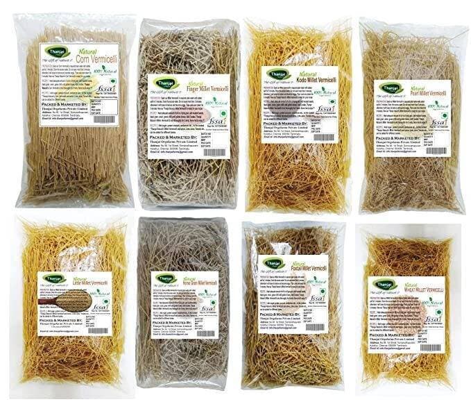 Thanjai Natural Vermicelli 1600 Grams Semiya 8 Varieties (Corn Millet, Foxtail Millet, Little Millet, Pearl Millet, Kodo Millet, Wheat Millet, Horsegram Millet & Finger Millet) 100% Natural