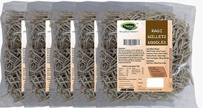 Thanjai Natural Ragi Millet Noodles 180 Grams X 5 (900 Grams) Of Homemade Natural Millet Noodles( No Preservatives, No Chemicals, No Artificial Extract)