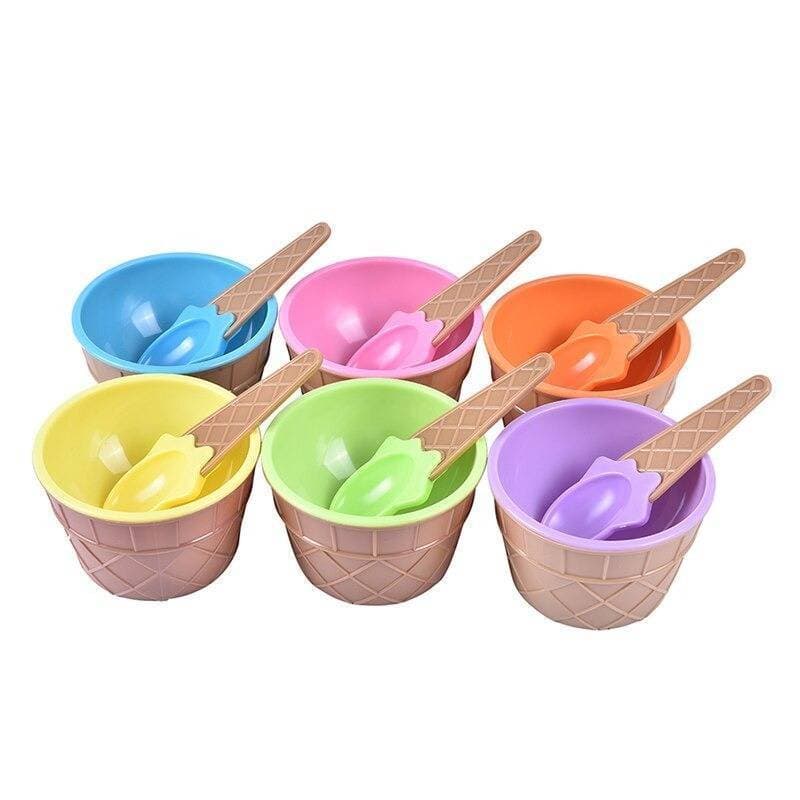 Pack Of Two Reusable Ice Cream Bowl With A Spoon Kids Dessert Ice Cream Cup