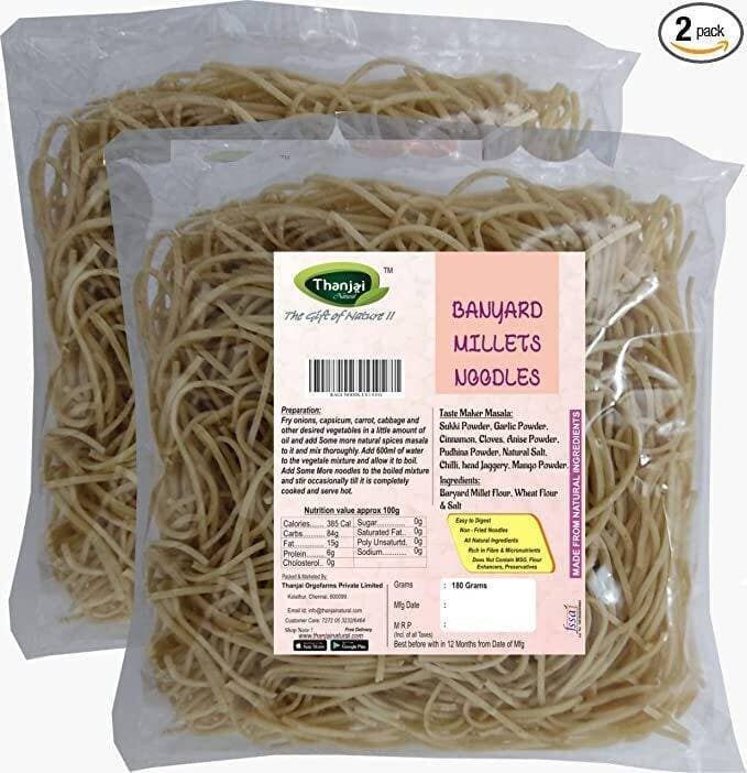 Thanjai Natural Barnyard Millet Noodles 180 Grams X 2 (360 Grams) Of Homemade Natural Millet Noodles( No Preservatives, No Chemicals, No Artificial Extract)