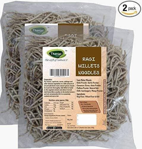 Thanjai Natural Ragi Millet Noodles 180 Grams X 2 (360 Grams) Of Homemade Natural Millet Noodles( No Preservatives, No Chemicals, No Artificial Extract)