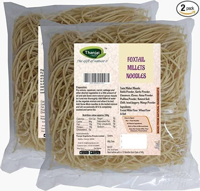 Thanjai Natural Foxtail Millet Noodles 180 Grams X 2 (360 Grams) Of Homemade Natural Millet Noodles( No Preservatives, No Chemicals, No Artificial Extract)
