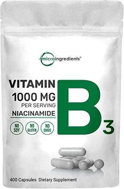 Niacinamide Vitamin B3 1000Mg Per Serving, 400 Capsules (200 Serving), Flush Free, Premium Vitamin B3 Supplement, Strongly Support Skin'S Natural Defense Mechanisms, Non-Gmo
