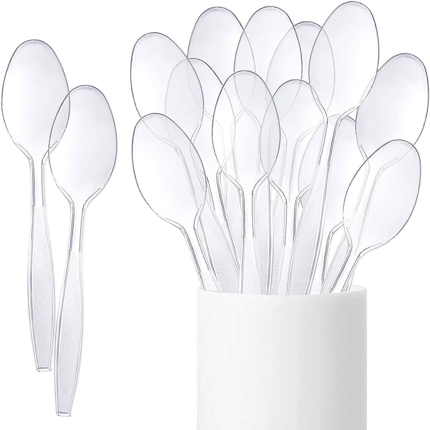 100Pcs Mini Transparent Plastic Spoons Disposable Flatware Spoons For Dessert Appetizer
