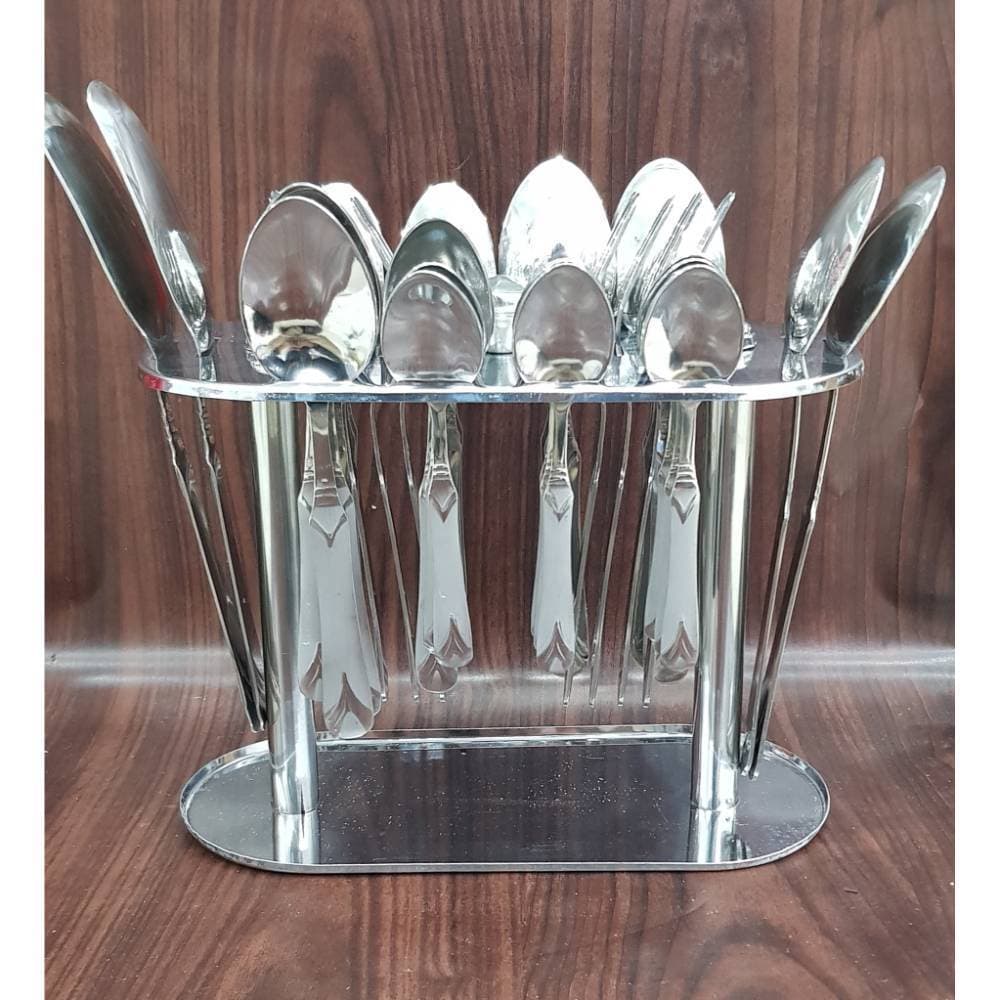 37Pcs Stainless Steel Spoons Forks Cutlery Set With Holder Stand V Pattern