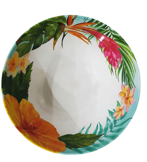 Floral Pattern Tableware Food Grade Glazed Melamine Anti Knock Big Bowl