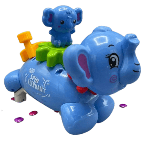 Spinning Elephant With Baby On Back With Light And Music Toddlers Toy