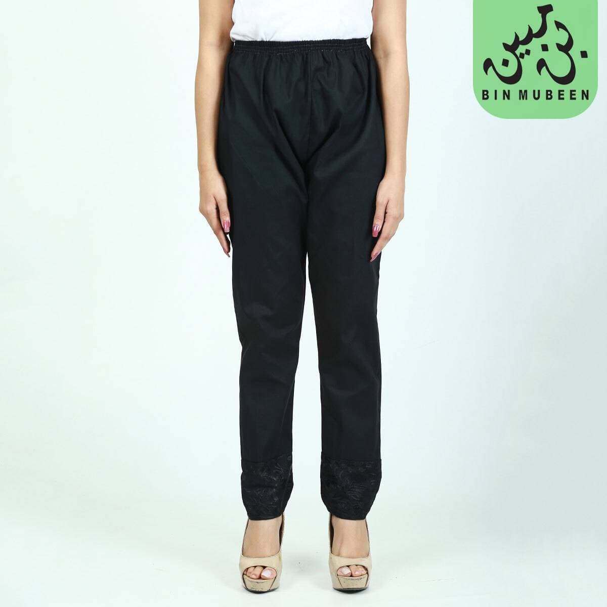 Bin Mubeen Ladies Cotton Embroidered Cigarette Pants Trouser