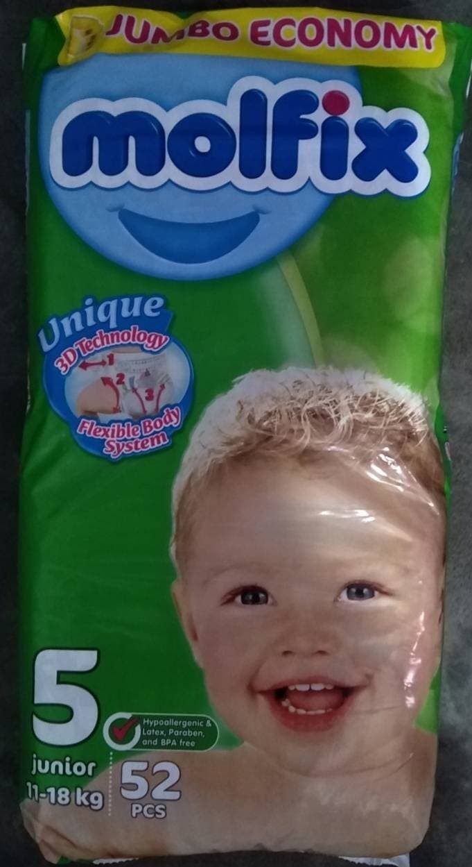 Molfix Baby Diaper- Jumbo Pack- Size 5 (11 To 18 Kg)  52 Pcs