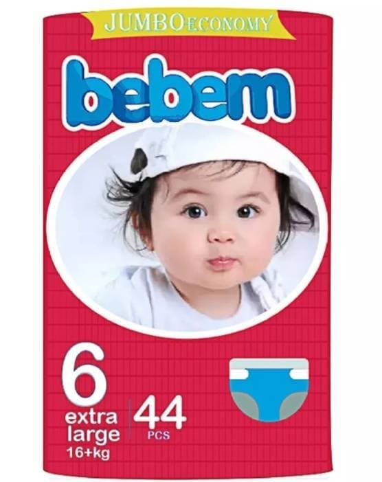 Bebem Baby Diaper - Jumbo Pack -  Size 6 (16+ Kg)-  44 Pcs