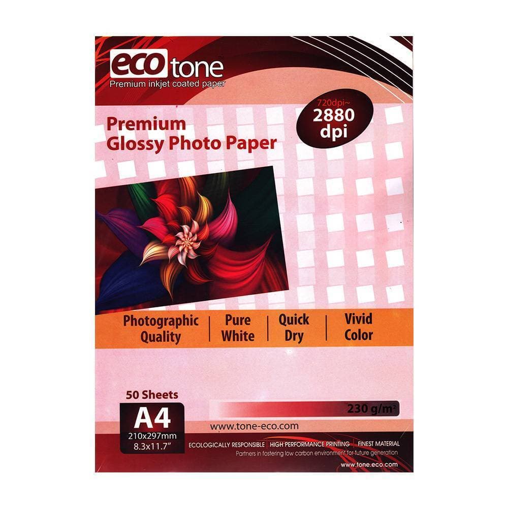 A4 Ecotone Premium Glossy Photo Paper 50 sheets 230gm