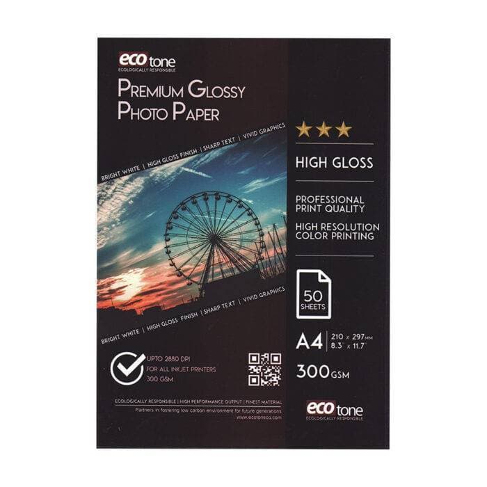 A4 Ecotone Premium Glossy Photo Paper 300GSM - 50 Sheets