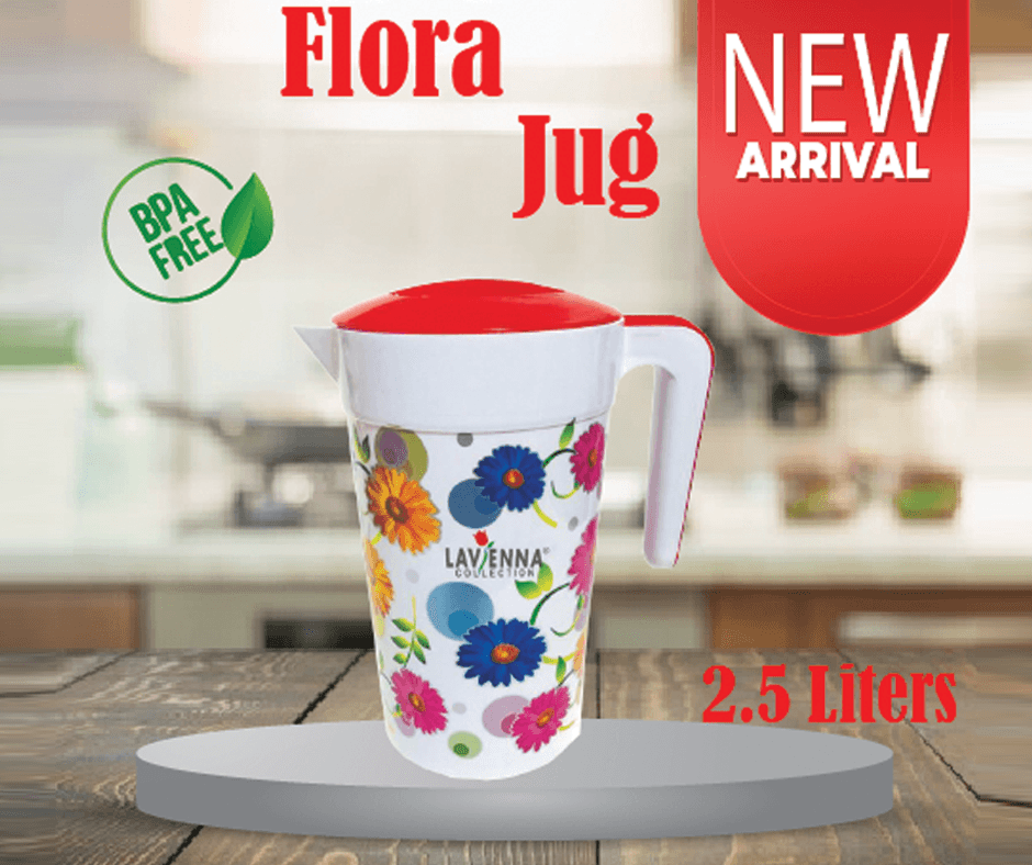 Beautiful Design Coloured Lid Water Jug 2.25 Litres - 1-Piece