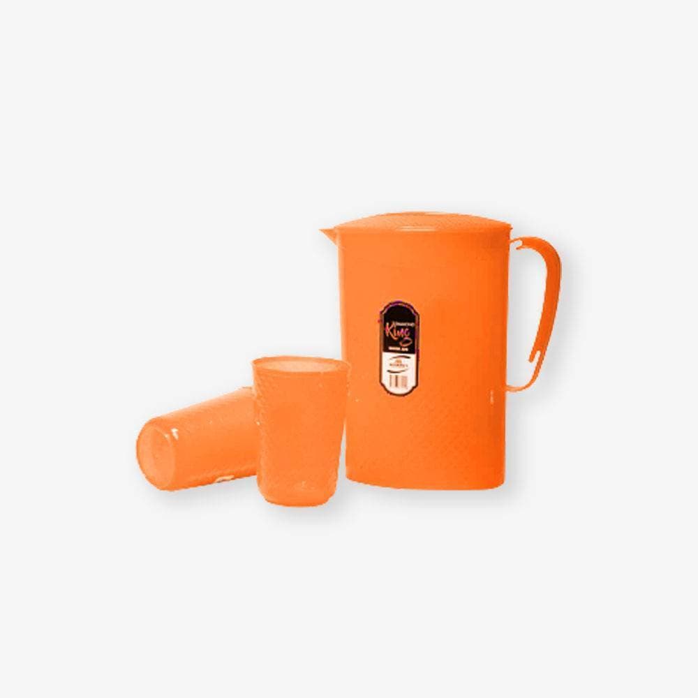 2 Liters Plastic Water Jug & 6 Glasses - 1 Set