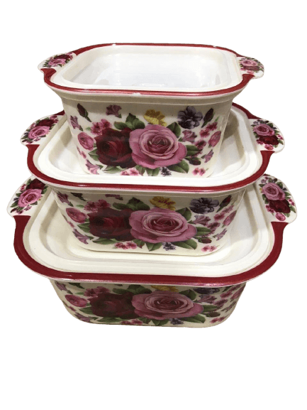 Melamine Serving Square Bowls With Lid - 3 PCS Set