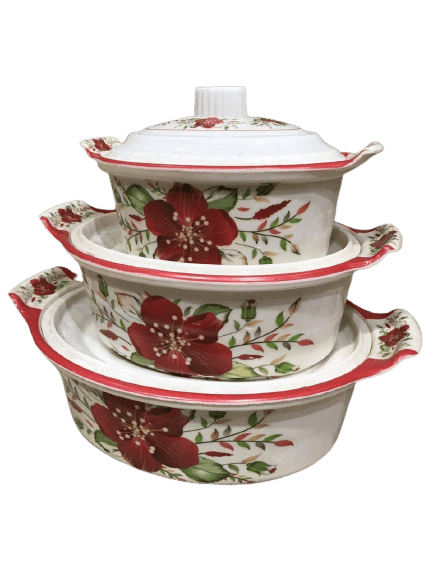 Melamine Serving Bowls With Lid - 3 PCS Set