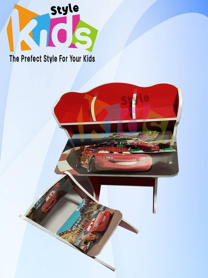 Kids Study Table and Chair Set - Cars Red