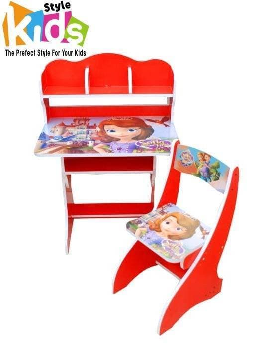Kids Study Table and Chair Set - Frozen Red