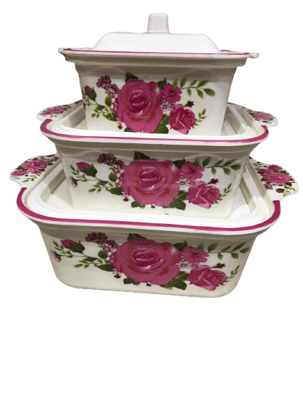 Home Moments Melamine Serving Bowls With Lid - 3 PCS Set
