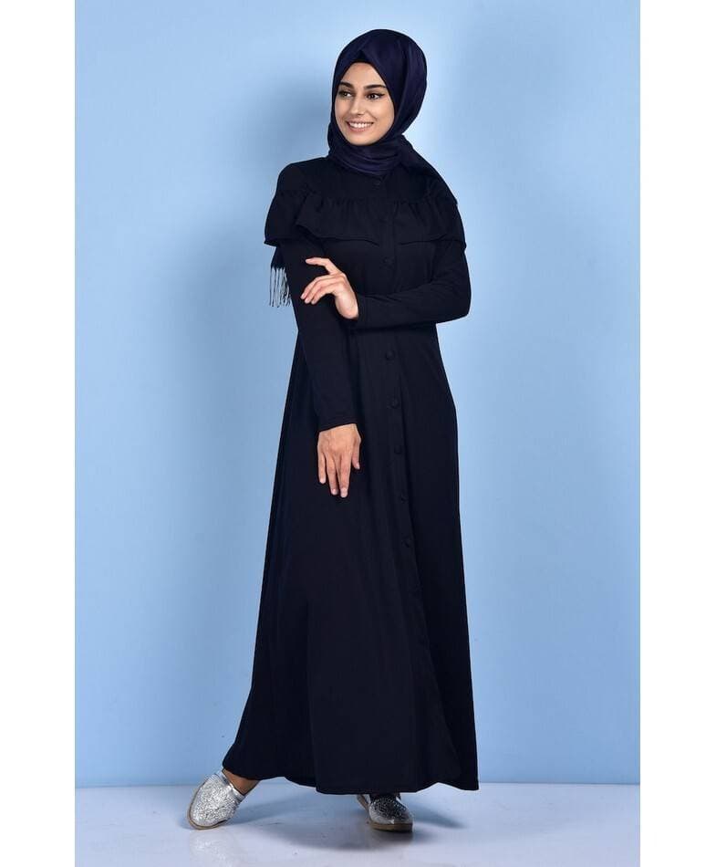 Black Front Laces Style Ladies Abaya FLK-361