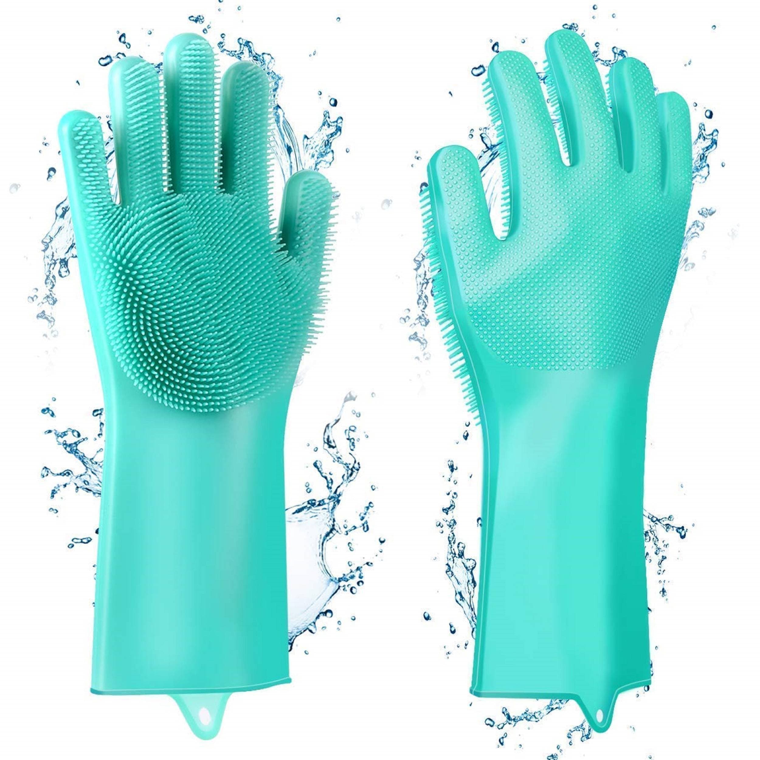 Silicone Scrubbing Gloves Scrub Cleaning Gloves With Scrubber For Dish Washing