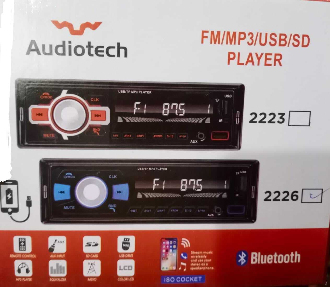 Audio tech FM/MP3 USB Slot SD audio FM bluetooth mp3 with remote colored LCD ISB drone audio tech FM NOTE random color will be delivered