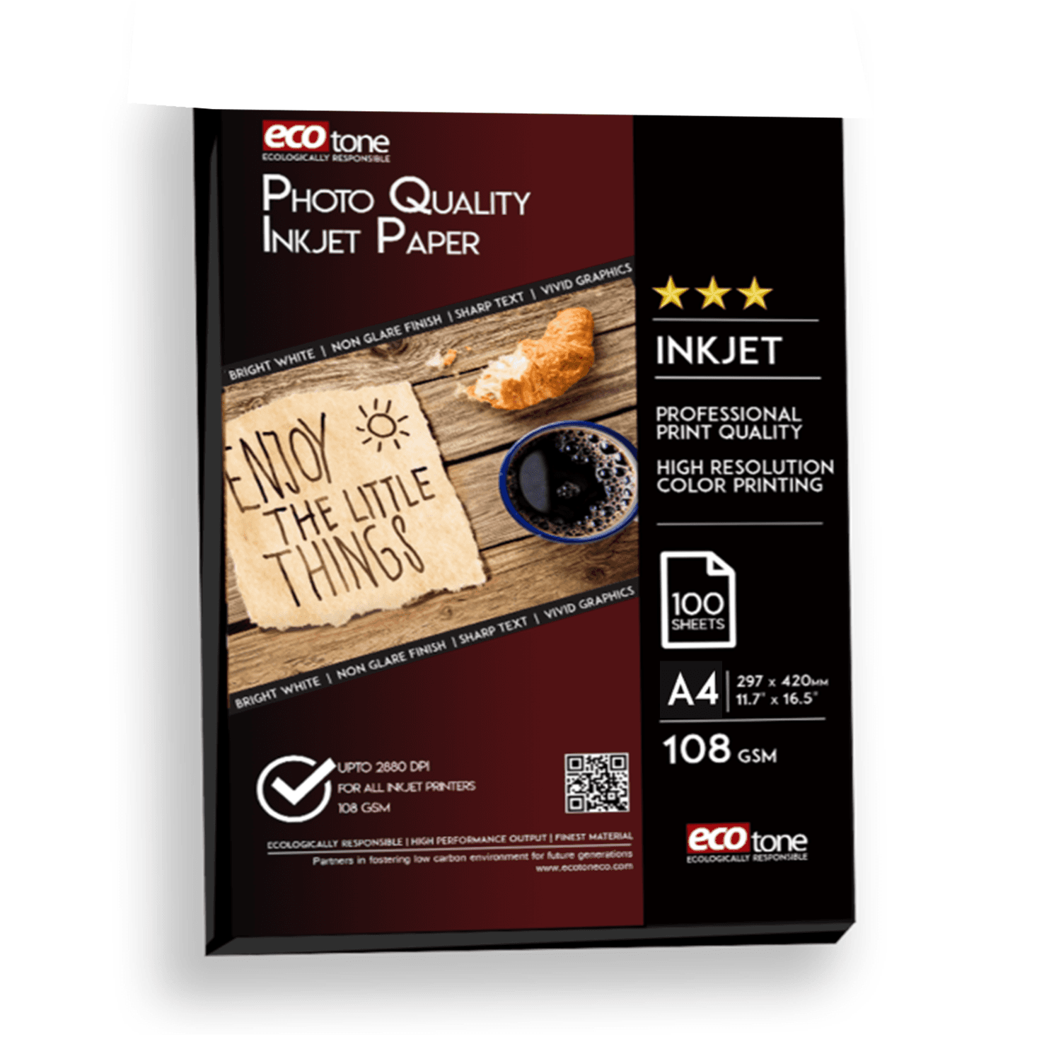 A4 Ecotone Photo Quality Inkjet Paper 108g - 100 Sheets