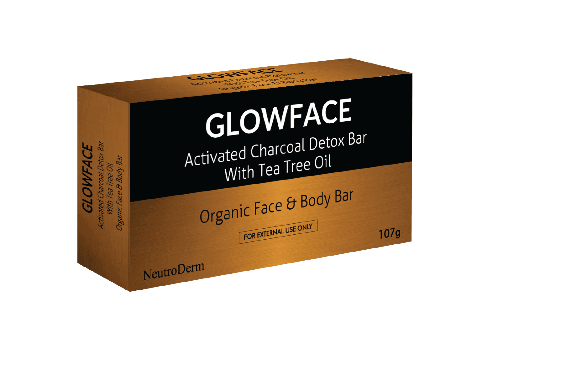 Bela - Glowface Activated Charcoal, Tea Tree Oil Face & Body Detox Bar - 107g