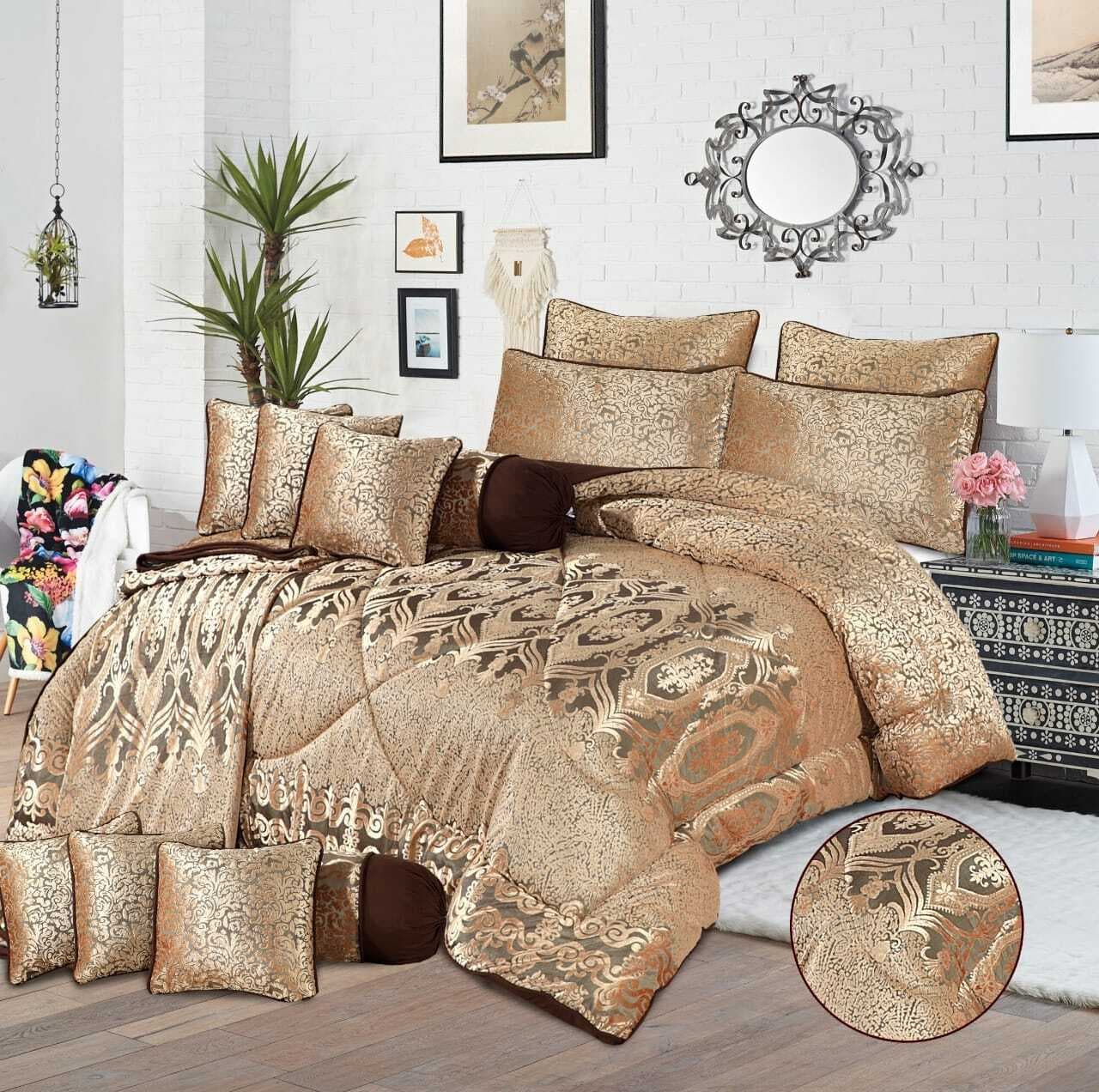 Marry Silver Plus Soft Plush Razai 14 PCS Set - Golden