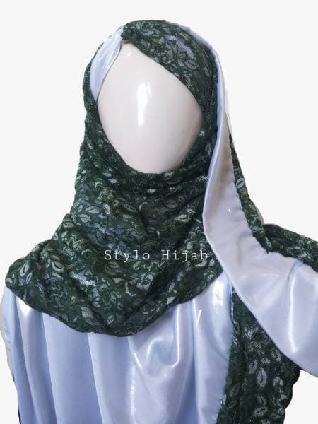 Patched Pleated Hijab/Fancy Side Parted Hijab