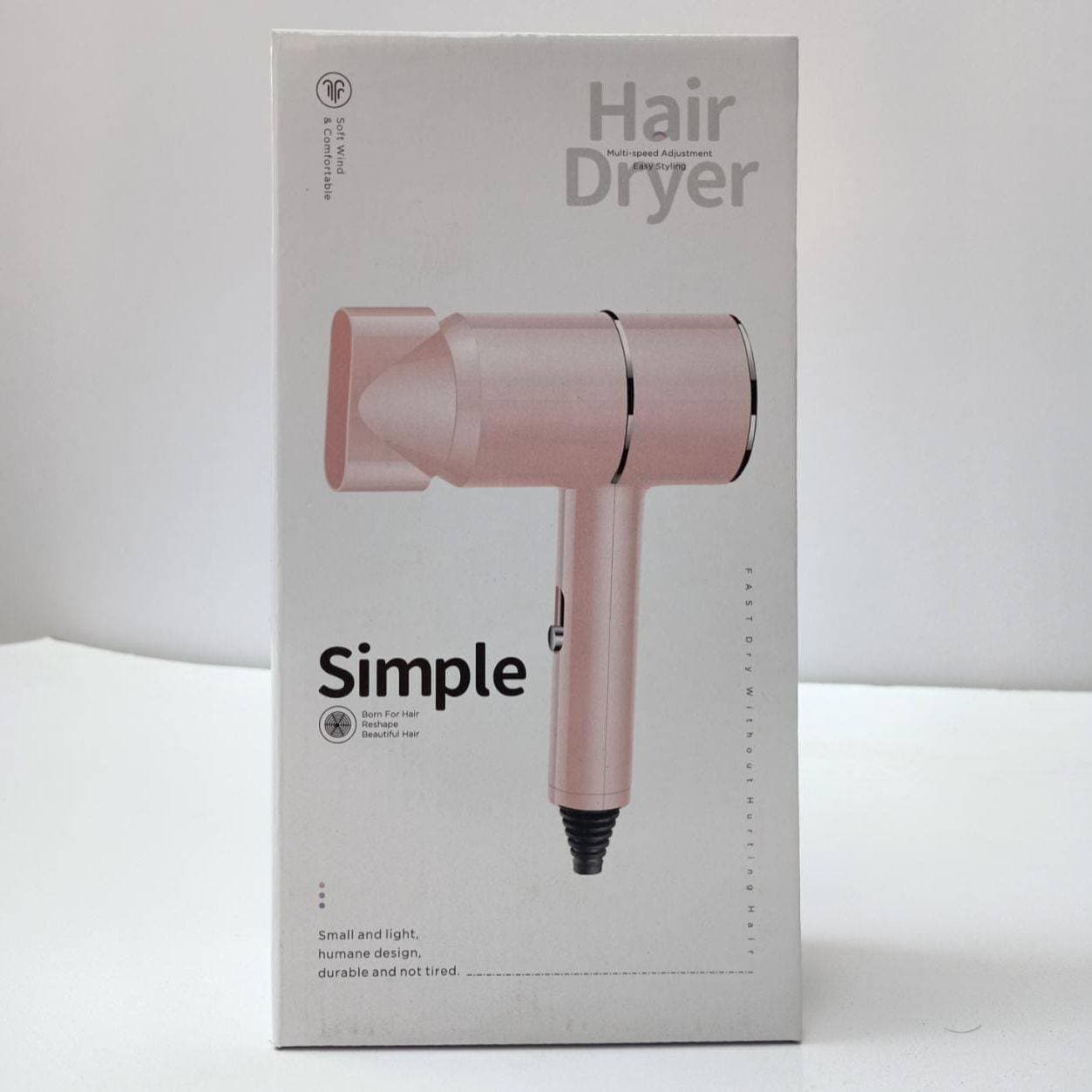 Simple Hair Dryer Premium Quality Hair Dryer Foldable With 2 Heating Speeds 1000 Watts With Ionic Blue Light