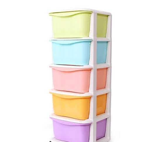5 Tier Plastic Cabinet Storage Box Organizer Drawer - Colorful