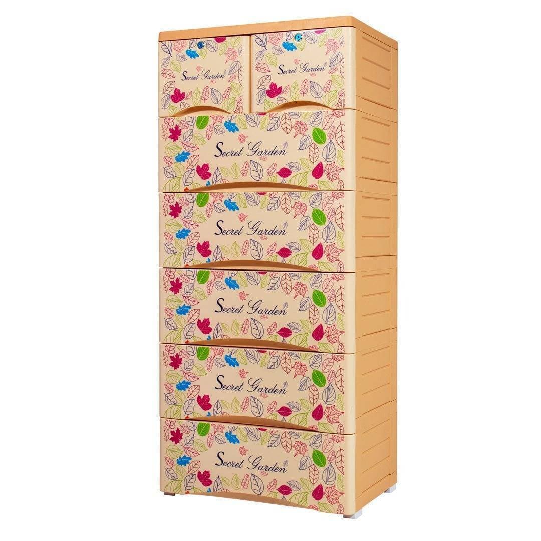 Kids Almirah Cupboard Orchid Drawer Brown Flower Print