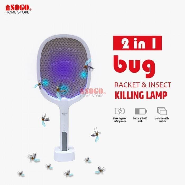 Sogo Rechargeable Insect Killer Racket Swatter With Stand  Mosquito Killer