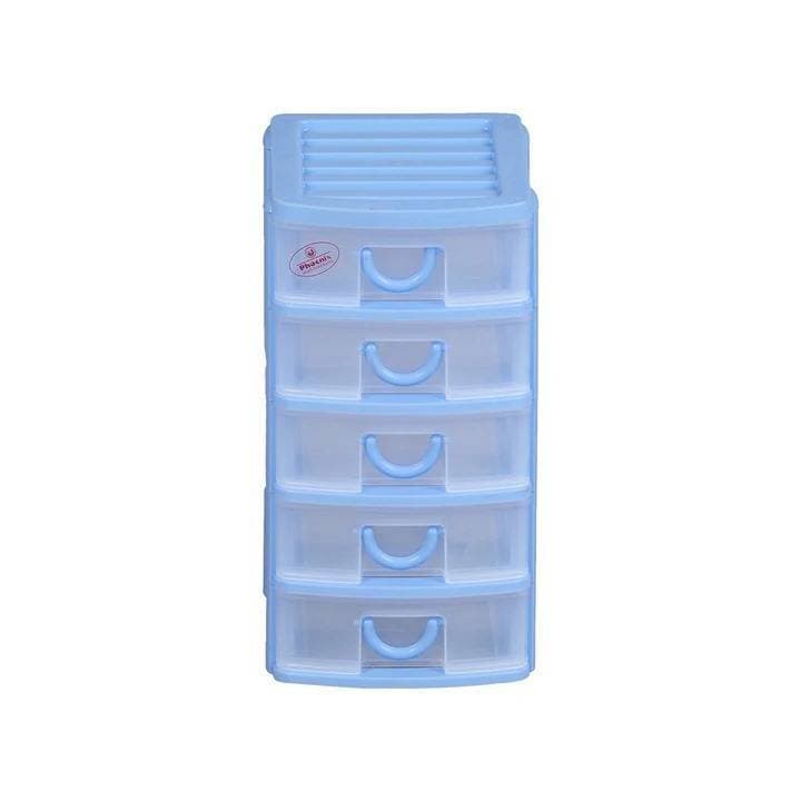Mini Desktop Plastic Drawers Storage Draw Tower 5 - Sky Blue