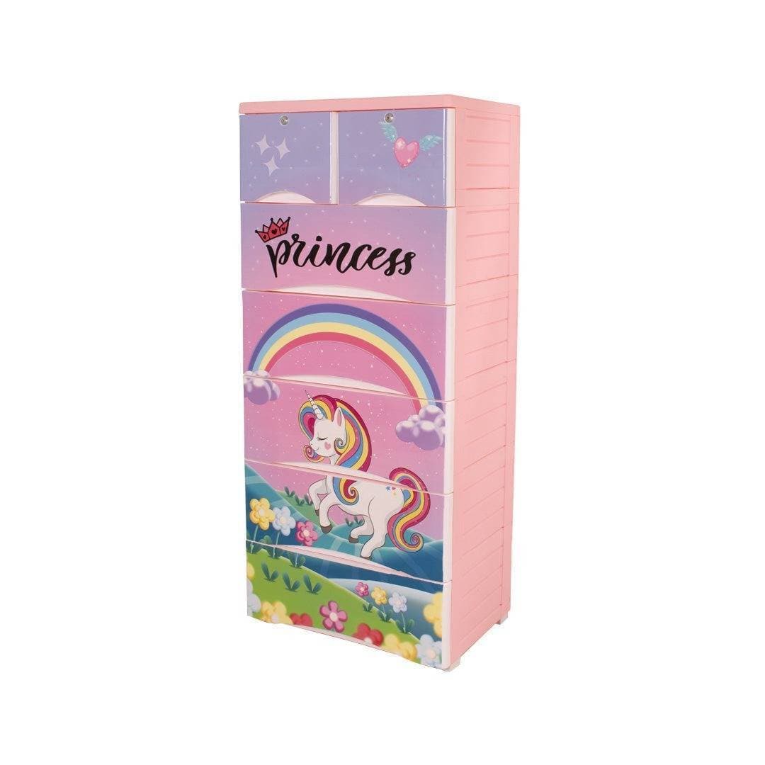 Kids Baby Almirah - 5+2 Layer - Baby Pink