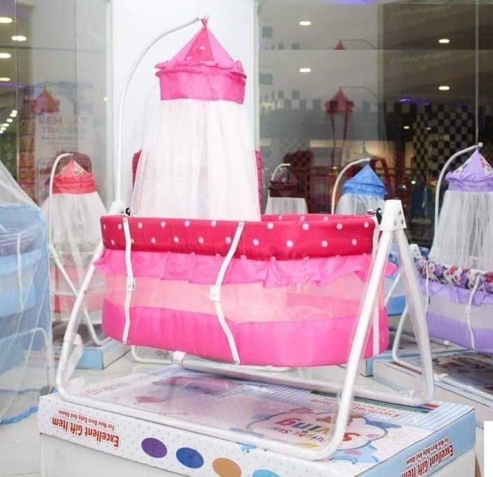 Baby Swing Cot Cradle Dual Stands Support Along With Mosquito Net